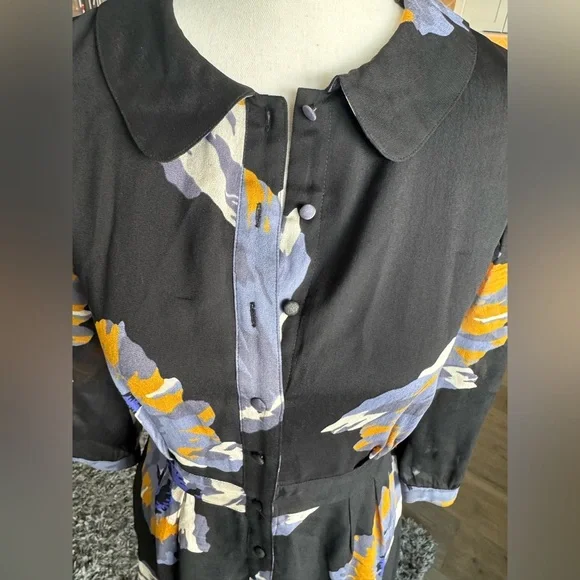 Boden Black Floral Button Front Midi Dress – Women’s Size 2R - Picture 2 of 8